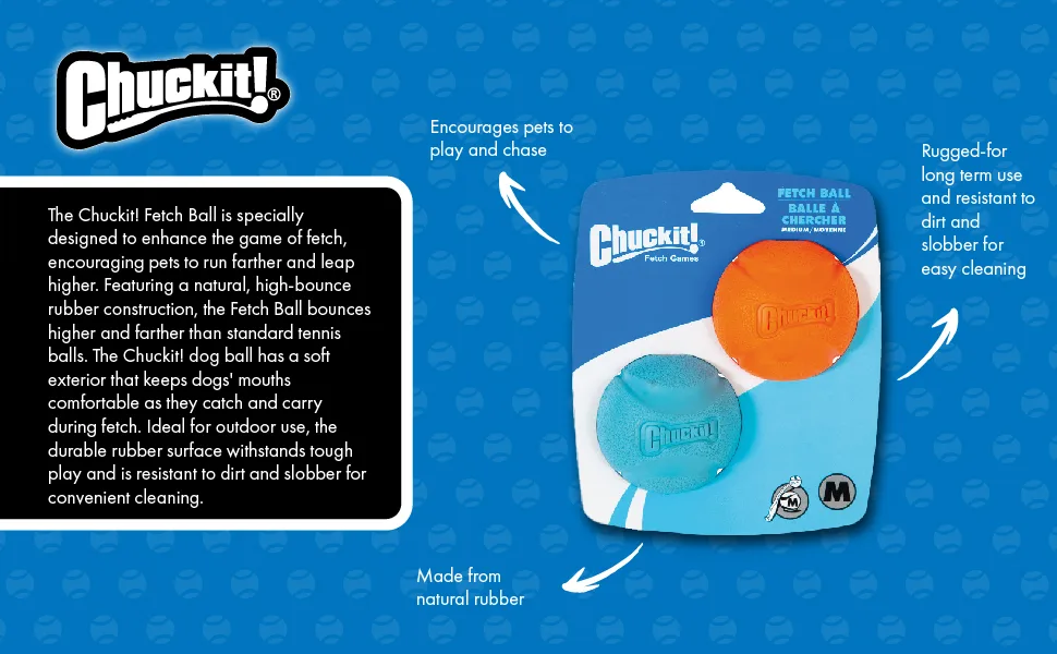 Chuckit! Fetch Ball Dog Toy Durable High Bounce Floating Rubber Dog Ball Launcher Compatible Toy For Dogs Medium 2 Pack Medium 2 Pack - whistler
