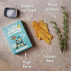Kallo Beetroot & Three Seeds Veggie Thins Crackers | Healthy Snacks High Fibre Plant Protein Gluten Free & Baked | 100g Single Pack - Kallo Veggie Crackers