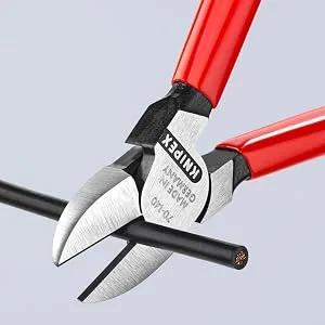 Knipex Diagonal Cutter black atramentized plastic coated 140 mm 70 01 140 Grips Plastic Coated Red 140 mm atramentized standard packaging - 70 01 140