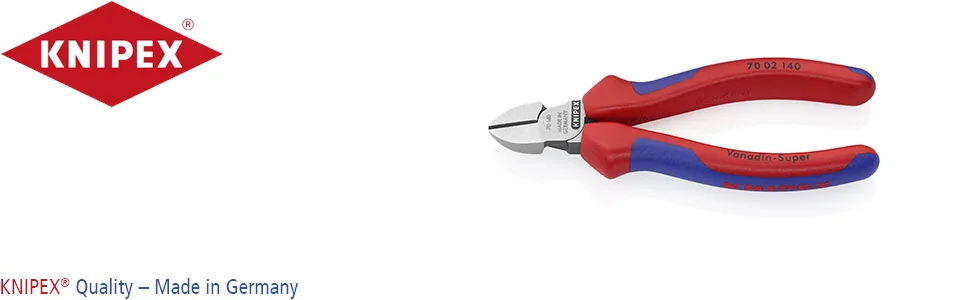 Knipex Diagonal Cutter black atramentized with multi-component grips 140 mm 70 02 140 Multi-component Grips Blue/Red 140 mm atramentized standard packaging - 70 02 140