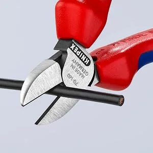 Knipex Diagonal Cutter black atramentized with multi-component grips 140 mm 70 02 140 Multi-component Grips Blue/Red 140 mm atramentized standard packaging - 70 02 140
