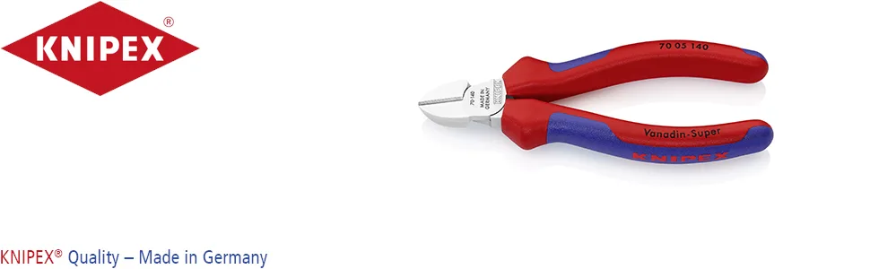 Knipex Diagonal Cutter chrome-plated with multi-component grips 140 mm 70 05 140 Multi-component Grips Blue/Red 140 mm chrome-plated standard packaging - 70 05 140