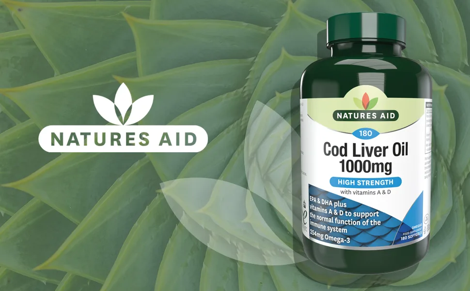 Natures Aid 1000mg High Strength Cod Liver Oil - Pack of 90 Capsules (Packaging May Vary) Cod Liver Oil 1000mg 90 Softgels - Cod Liver Oil 1000mg