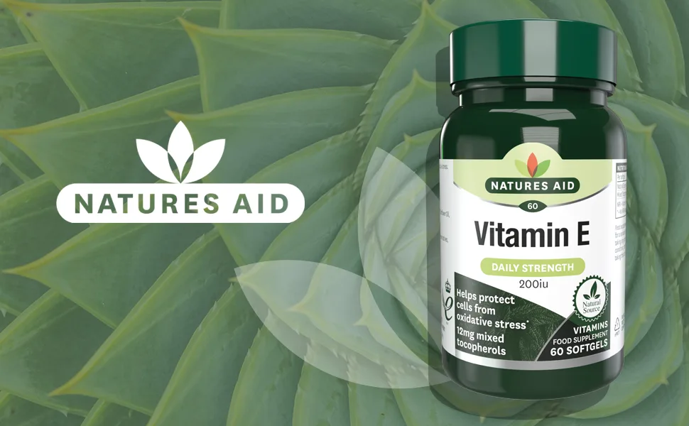 Natures Aid Vitamin E 200iu 60 Softgels (Natural Source Vitamin E Protects Cells from Oxidative Stress Made in the UK) 60 count (Pack of 1) - Vitamin E 200iu