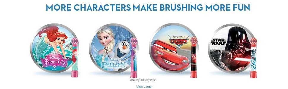 Oral-B Kids Electric Toothbrush Head with Star Wars Characters Extra Soft Bristles For Ages 3+ Pack of 4 2 Pin UK Plug - More characters make brushing more fun