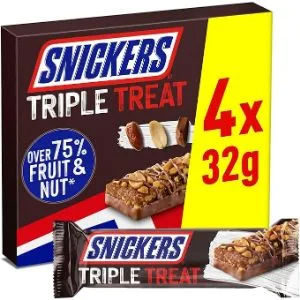 Snickers Triple Treat Fruit & Nut Milk Chocolate Snack Bars Multipack 4x32g - product information 2