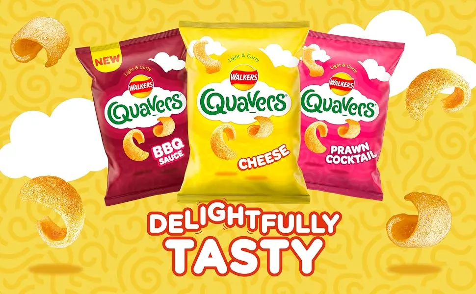 Walkers Quavers BBQ Multipack Snacks Crisps 6x16g Bacon 96 g (Pack of 1) - quavers snacks crisps cheese prawn cocktail bbq barbecue puffs lunch