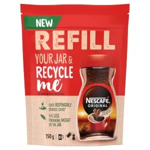 Nescafe Original Instant Coffee Refill Pouch 150g Rich Aroma Full and Bold Flavour (Pack of 5) - original refill