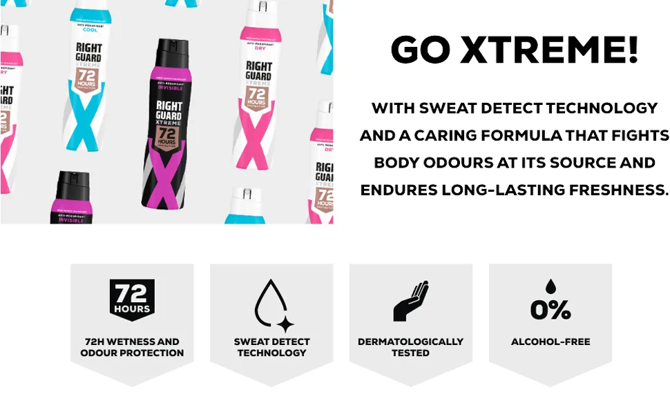 Right Guard Womens Deodorant Xtreme Ultra Cool Anti-Perspirant Spray Multipack 6 x 150 ml - Right Guard Women