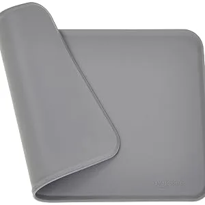 Amazon Basics Silicone Waterproof Pet Food Mat - 47 x 29 cm Grey (2-Pack) Solid Grey 47 x 29 cm - (2-Pack) - product information 2
