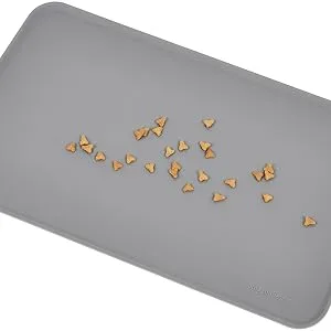Amazon Basics Silicone Waterproof Pet Food Mat - 47 x 29 cm Grey (2-Pack) Solid Grey 47 x 29 cm - (2-Pack) - product information 4