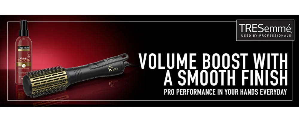 TRESemme Keratin Smooth Marula Smooth Volume Hot Air Styler Black Single - 2776BU Tresemme Keratin Smooth Hot Air Styler for big bouncy blowdry with smooth finish