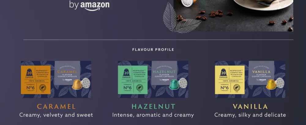 by Amazon Hazelnut Coffee Nespresso Compatible Aluminium Capsules 100 Count (5 Packs x 20) - Rainforest Alliance Certified - product information 2