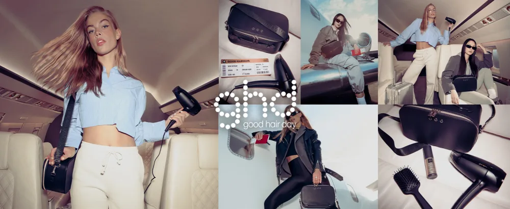 ghd Flight+ Travel Hair Dryer - Compact Lightweight Dual Voltage Powerful Drying with Luxurious Travel Case Core Black - flight+