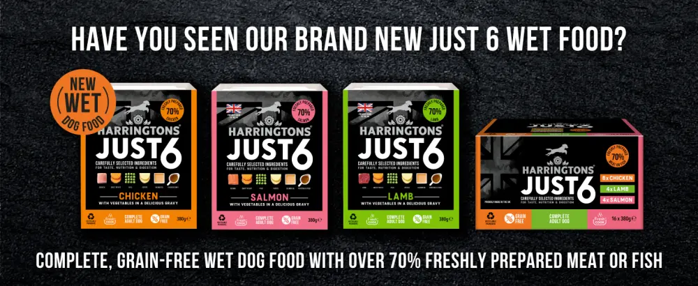 Harringtons Just 6 Chicken & Veg Complete Grain Free Dry Dog Food With Added Tasty Fresh Baked Bites 12kg - just 6 wet food