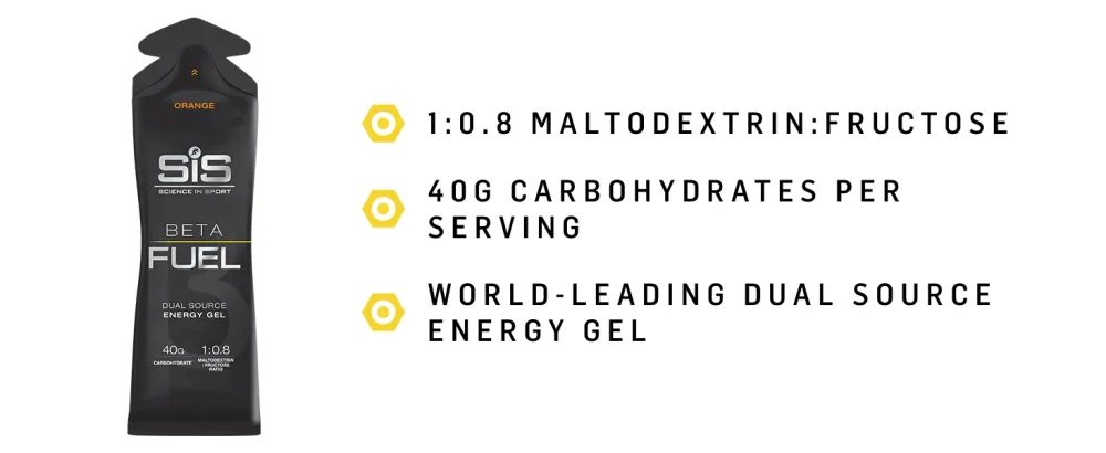 Science in Sport Beta Fuel Gels Dual Source Energy Gel Orange Flavour 40 g of Carbs Per Pack 60 ml Pack (6 Pack) - product information 2