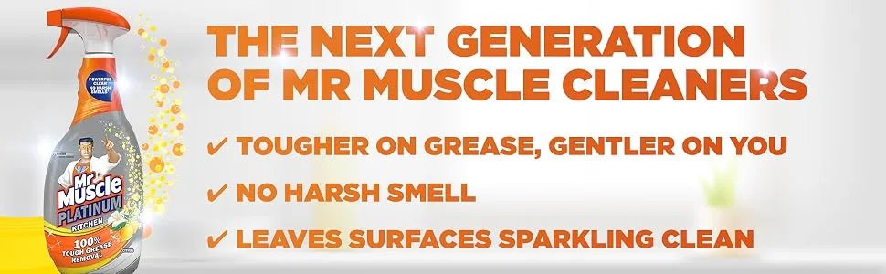Mr Muscle Kitchen Cleaner Platinum Antibacterial Kitchen Spray Citrus Pack of 6 (6 x 750 ml) Antibac Kitchen Spray: Pack of 6 - product information 1