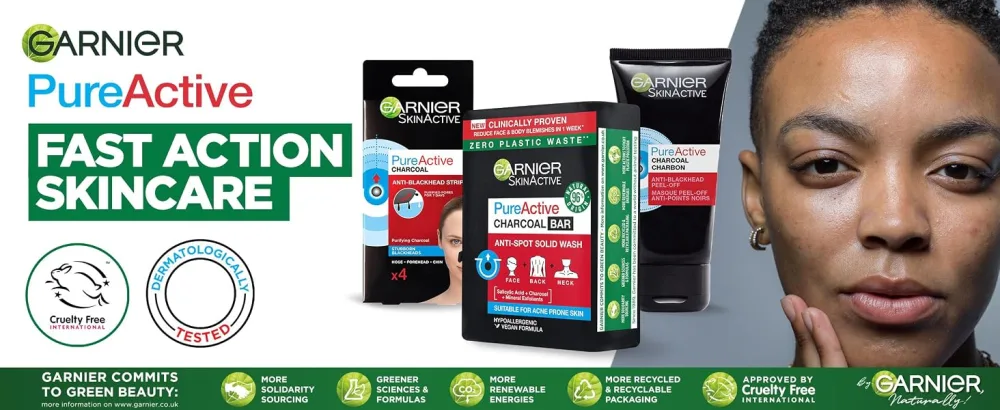 Garnier Pure Active Anti-Blackhead Charcoal Nose Strips Pack Of 4 - nose strips