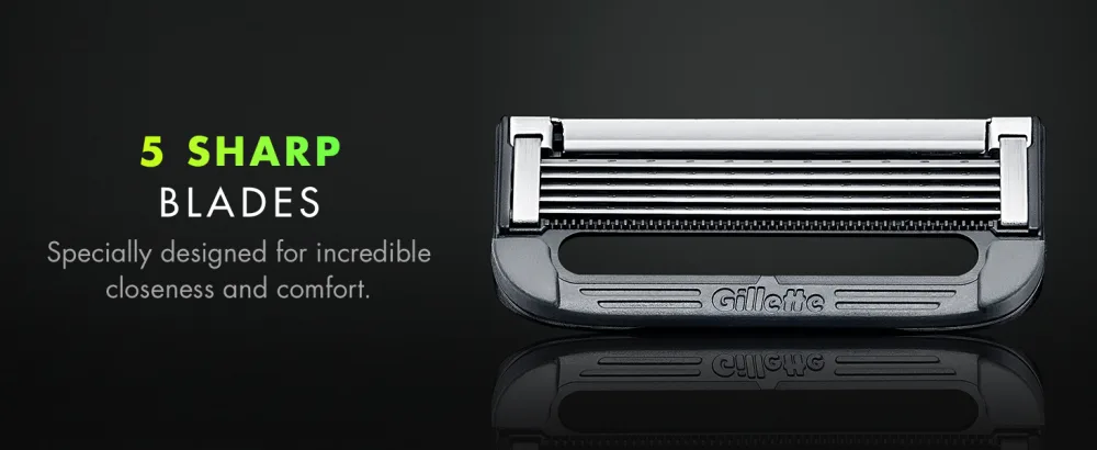 Gillette Labs Exfoliating Razor White Handle 2 Blade Refills Travel Case and Stand silver 2 count 1 count (Pack of 1) - Frontal view of razor blade that is specially designed for incredible closeness and comfort.