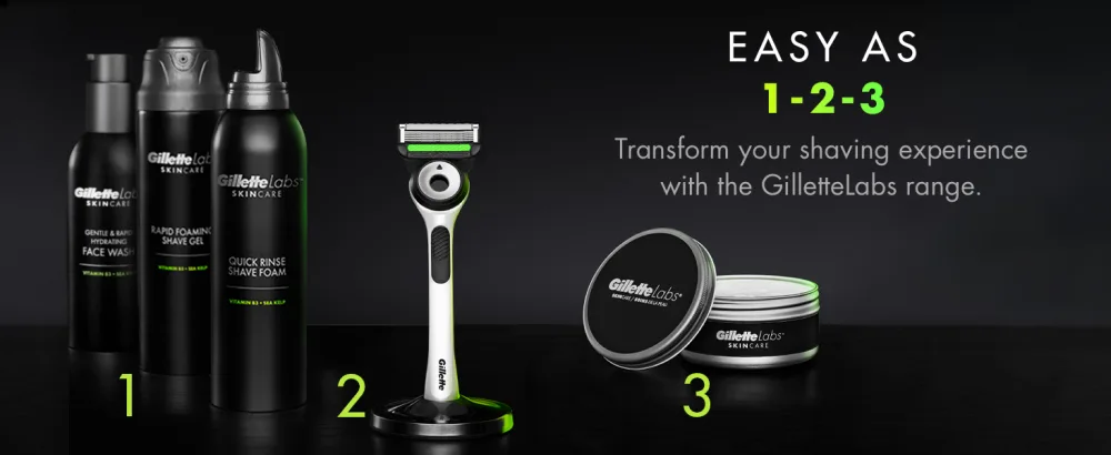 Gillette Labs Exfoliating Razor White Handle 2 Blade Refills Travel Case and Stand silver 2 count 1 count (Pack of 1) - Transform your shaving experience with the GilletteLabs range.