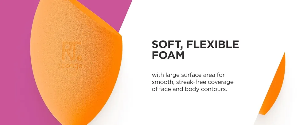 Real Techniques Miracle Complexion Sponge Makeup Blending Sponge For Liquid and Cream Foundation Offers Light To Medium Coverage Natural Dewy Makeup Orange Sponge Latex-Free Foam 1 Count - Real Techniques Sponge 1566