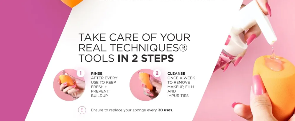Real Techniques Miracle Complexion Sponge Makeup Blending Sponge For Liquid and Cream Foundation Offers Light To Medium Coverage Natural Dewy Makeup Orange Sponge Latex-Free Foam 1 Count - RT maintenance