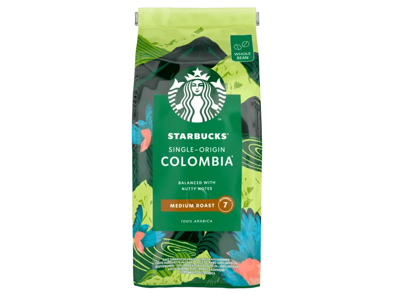 STARBUCKS Single-Origin Colombia Medium Roast Whole Bean Coffee 450g (Pack of 4) - Single Origin Colombia