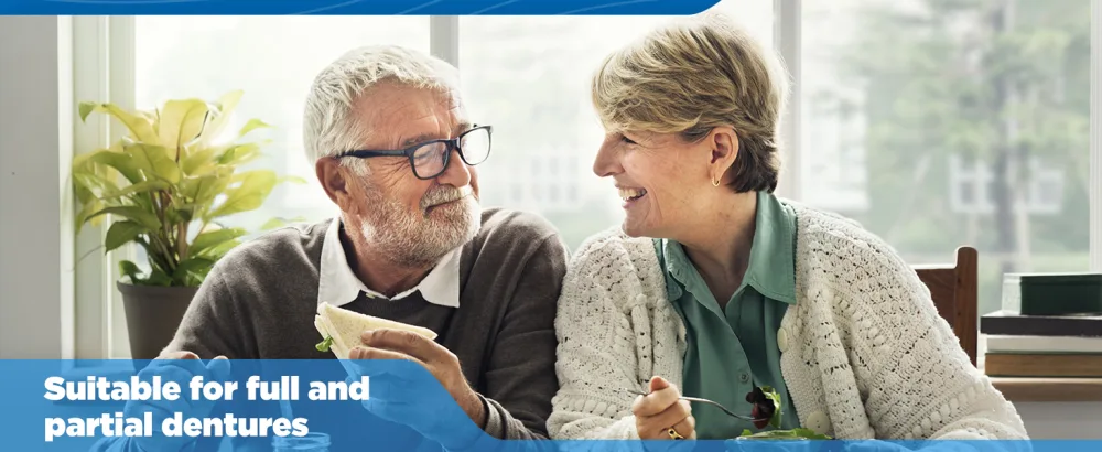 Steradent Mega Pack - 4 x 136 tablets - elderly couple eating