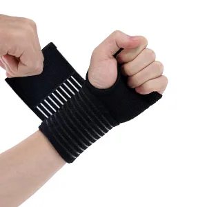 ACWOO Wrist Brace 2 Pack Elastic Wrist Support with Strap Adjustable Wrist Compression Relieves Wrist Pain Tendonitis Sports Use for Men and Women Right & Left (Black) - Wrist Brace