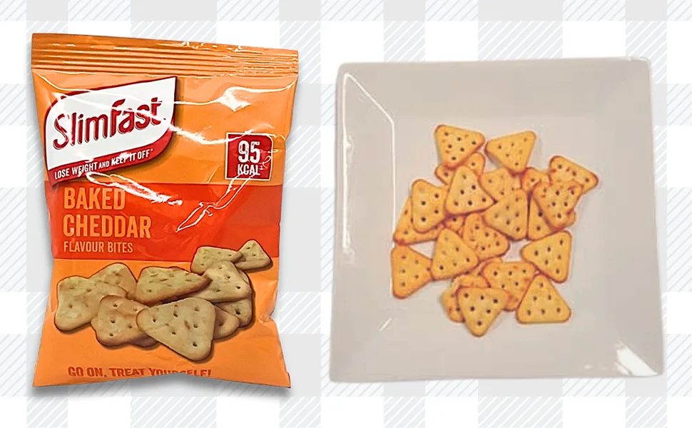 AETN Creations Slim Fast Crisps Bundle Pack of 14 with 7 Cheddar Bites 7 Sour Cream and Chive plus AETN Magnet and Meal Planner Nutritious Snacking - AETN Creations Slimfast Cheddar Bites