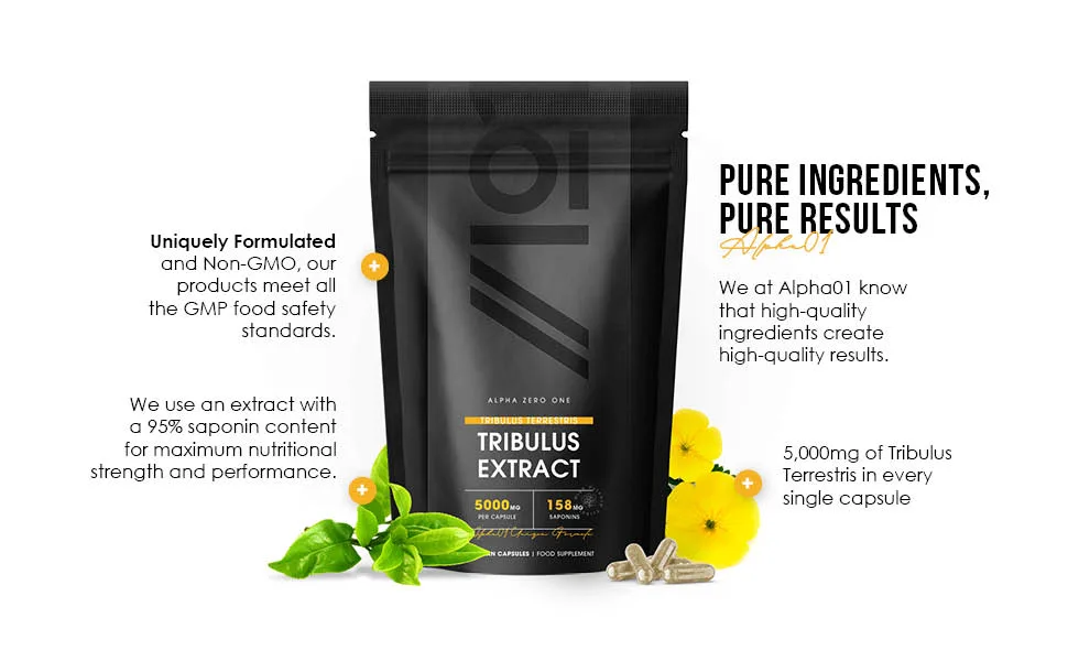 Organic Tribulus 1500mg - 60 Capsules by Alpha01 1 count (Pack of 60) - B09886BY11 - Tribulus Extract 60