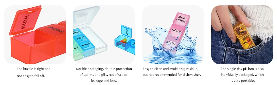 ALTcompluser Pill Box Organisers Transparent 7 Day 3 Time a Day Pill Storage Case Portable Weekly Pill Dispenser with 21 Compartments for Medication and Supplements - image
