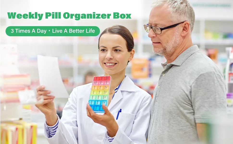 ALTcompluser Pill Box Organisers Transparent 7 Day 3 Time a Day Pill Storage Case Portable Weekly Pill Dispenser with 21 Compartments for Medication and Supplements - image