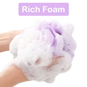 Aquior Shower Puff Loofahs 60g/PCS Extra Large Mesh Pouf Easy Foaming Body Scrubber Exfoliator for Big Full Lather Cleanse(4 Pack) Style04 - shower cap