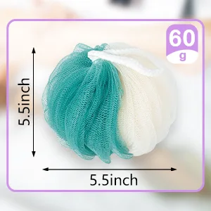 Aquior Shower Puff Loofahs 60g/PCS Extra Large Mesh Pouf Easy Foaming Body Scrubber Exfoliator for Big Full Lather Cleanse(4 Pack) Style04 - shower sponge