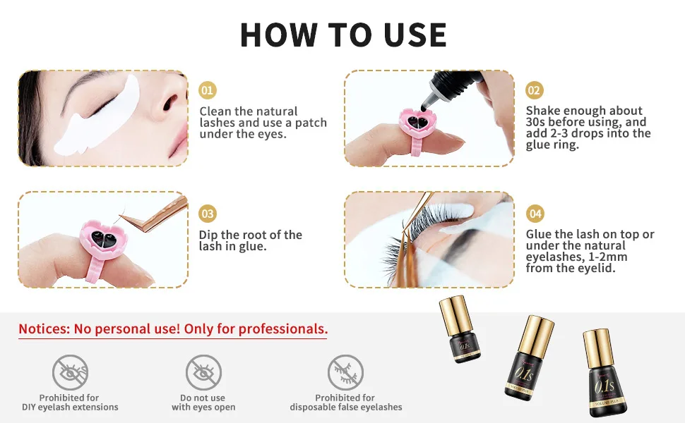 Volume Plus 0.1s Fast Drying Retention 8 WEEKS Eyelash Black Glue Eyelash Extension Glue Individual Lash Extensions for Professionals Used 2ml 2 ml (Pack of 1) - product information 3