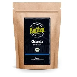 Biotiva Chlorella Powder Organic 500g - Chlorella Vulgaris - Algae - Packed and Controlled in Germany (DE-ECO-005) - Chlorella