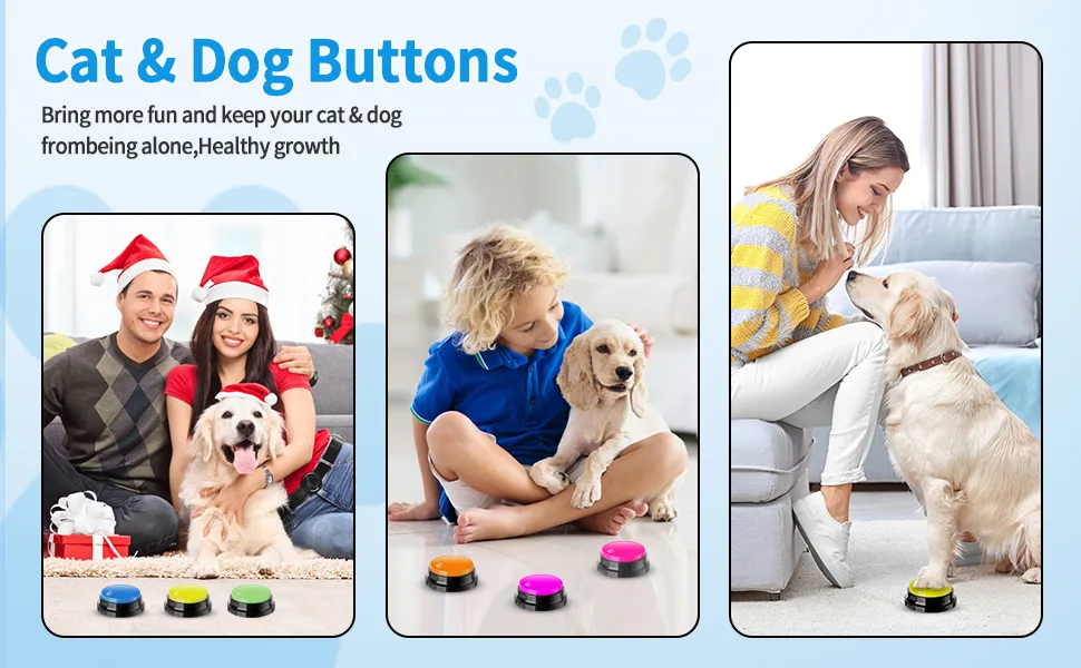 Carseatty Dog Buttons for Communication and Training 6 Pack Recordable Dog Buttons Pet Command Buzzer with Stickers and Anti-Slip Mat 30 Second Record Speech Training Buttons Multicolour - product information 6