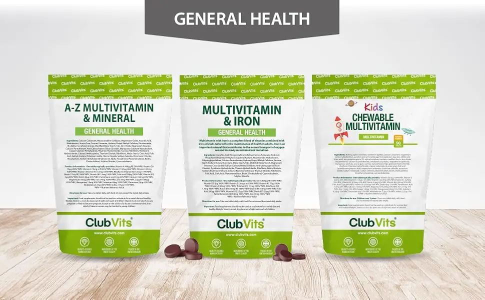 High Strength Multivitamin & Iron - Includes Important Immune Defence with Vitamin C D & B6 | One-A-Day Easy-Swallow 90 Pack of Tablets by Club Vits (90) - multivitamins for adults