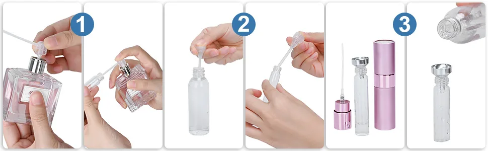 Darbermu 8ML Travel Perfume Atomiser Bottles 3 PCS Mini Portable Perfume Atomiser Refillable Spray Bottles Aftershave Atomiser Empty Travel Bottles with Funnel and Refill Pump for Travel Vacation Blue - perfume bottle