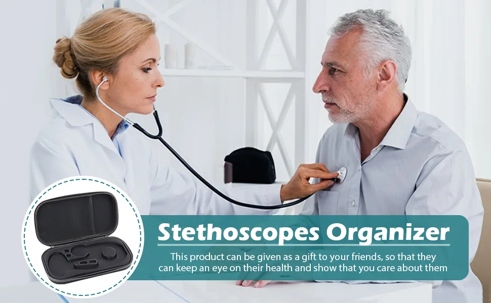 EVA Hard Stethoscope Case Stethoscope Storage Box Multi-Function EVA Carry Storage Organizer Box Bag with Extra Mesh Pockets for Small Accessories Device NOT Included(Black) - Stethoscope Storage Box