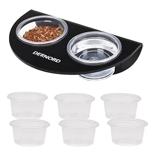 DERNORD Crested Gecko Feeding Ledge with 6 Pack Water Bowl Reptile Vivarium Strong Magnetic Food Dish for Lizard Bearded Dragon Black Black Feeding Ledge - hedgehog bowl reptile water bowl snake water bowl bowls accessories vivarium accessories vivarium