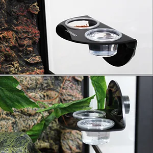 DERNORD Crested Gecko Feeding Ledge with 6 Pack Water Bowl Reptile Vivarium Strong Magnetic Food Dish for Lizard Bearded Dragon Black Black Feeding Ledge - water cup bowl set pet bowl crested gecko accessories water bowl