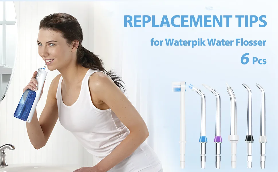 Flosser Replacement Tips for Water Flosser Water Flossers for Teeth Cordless Refill Replacement Heads Compatible with Oral Irrigator 6 Packs - 970x600 1