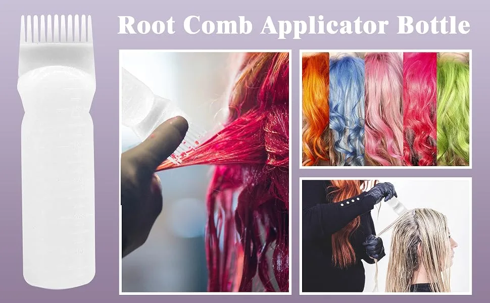 2 Pack Root Comb Applicator Bottle and Scalp Massager Shampoo Brush Hair Coloring Dye (Purple) - Applicator Bottle bai