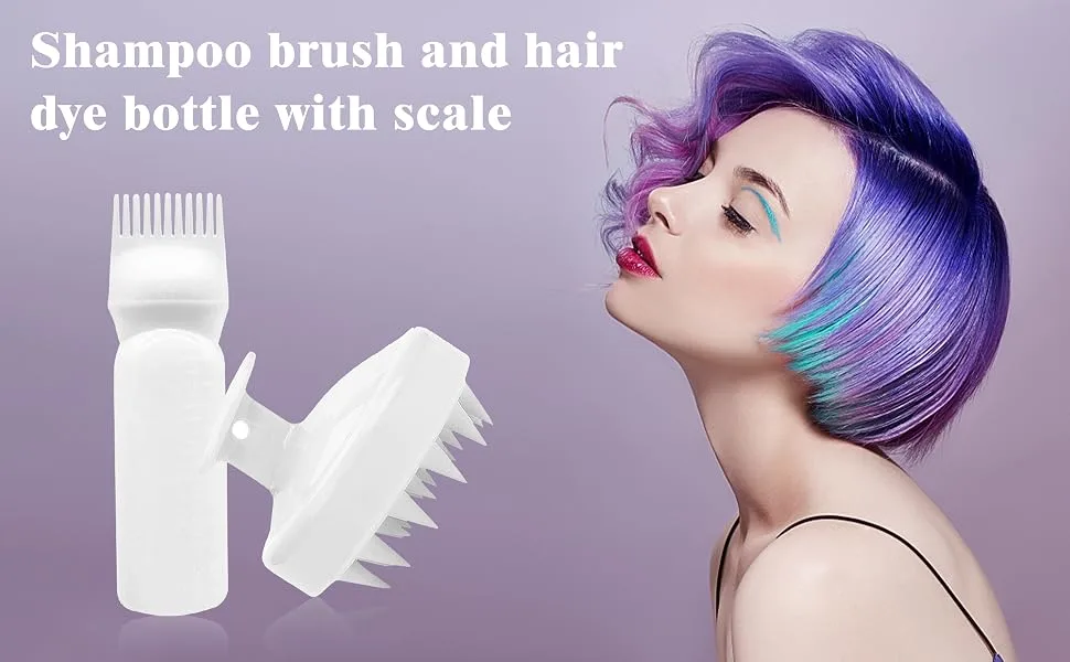 2 Pack Root Comb Applicator Bottle and Scalp Massager Shampoo Brush Hair Coloring Dye (Purple) - Root Comb bai