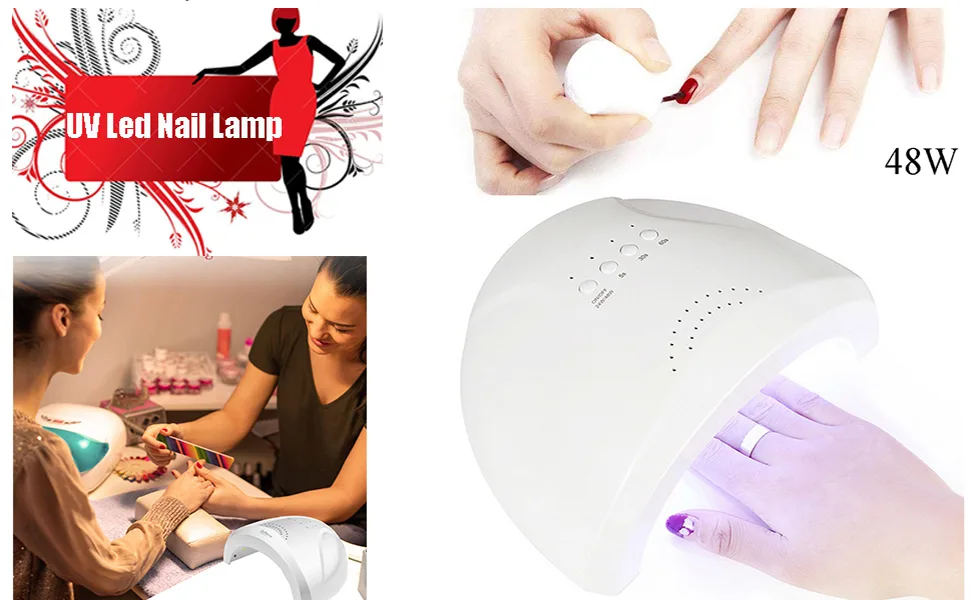 FuLanDe 48W UV Led Nail Lamp USB LED UV Light for Gel Nails with Double Power Design Curing 5 Fingernails & Toenails with Sensor 30 PCS LED Beads - product information 1