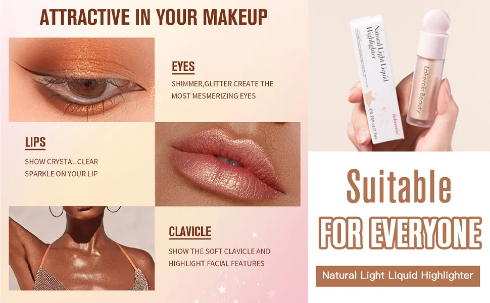 Go Ho Liquid Highlighter Makeup Natural Face Highlighter Stick Silky Smooth Light Liquid Luminizer Long Lasting Highlight Face Illuminator Make up 02 Starlight 02 Starlight 10.00 g (Pack of 1) - Liquid Highlighter Makeup