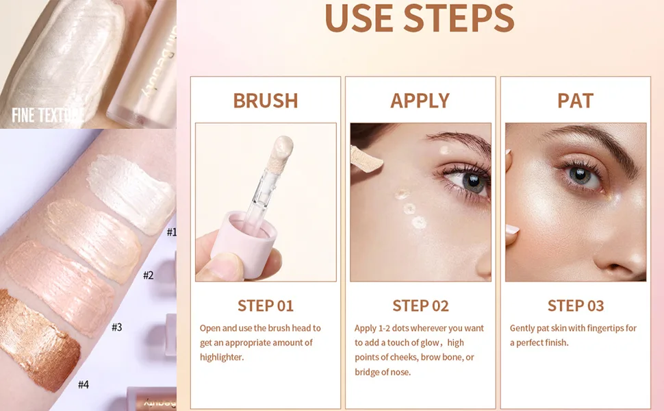 Go Ho Liquid White Highlighter Makeup Natural Face Highlighter Stick Silky Smooth Light Liquid Luminizer Long Lasting Highlight Face Illuminator Make up 01 Moonlight White 01 Moonlight White 10 g (Pack of 1) - Liquid Highlighter Makeup