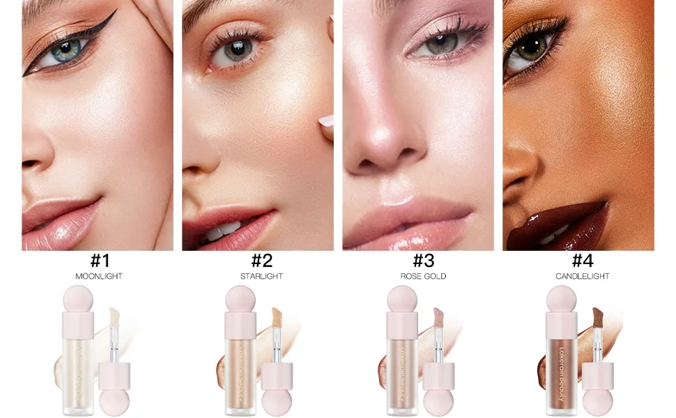 Go Ho Liquid Highlighter Makeup Natural Face Highlighter Stick Silky Smooth Light Liquid Luminizer Long Lasting Highlight Face Illuminator Make up 04 Candlelight 04 Candlelight 10.00 g (Pack of 1) - Liquid Highlighter Makeup